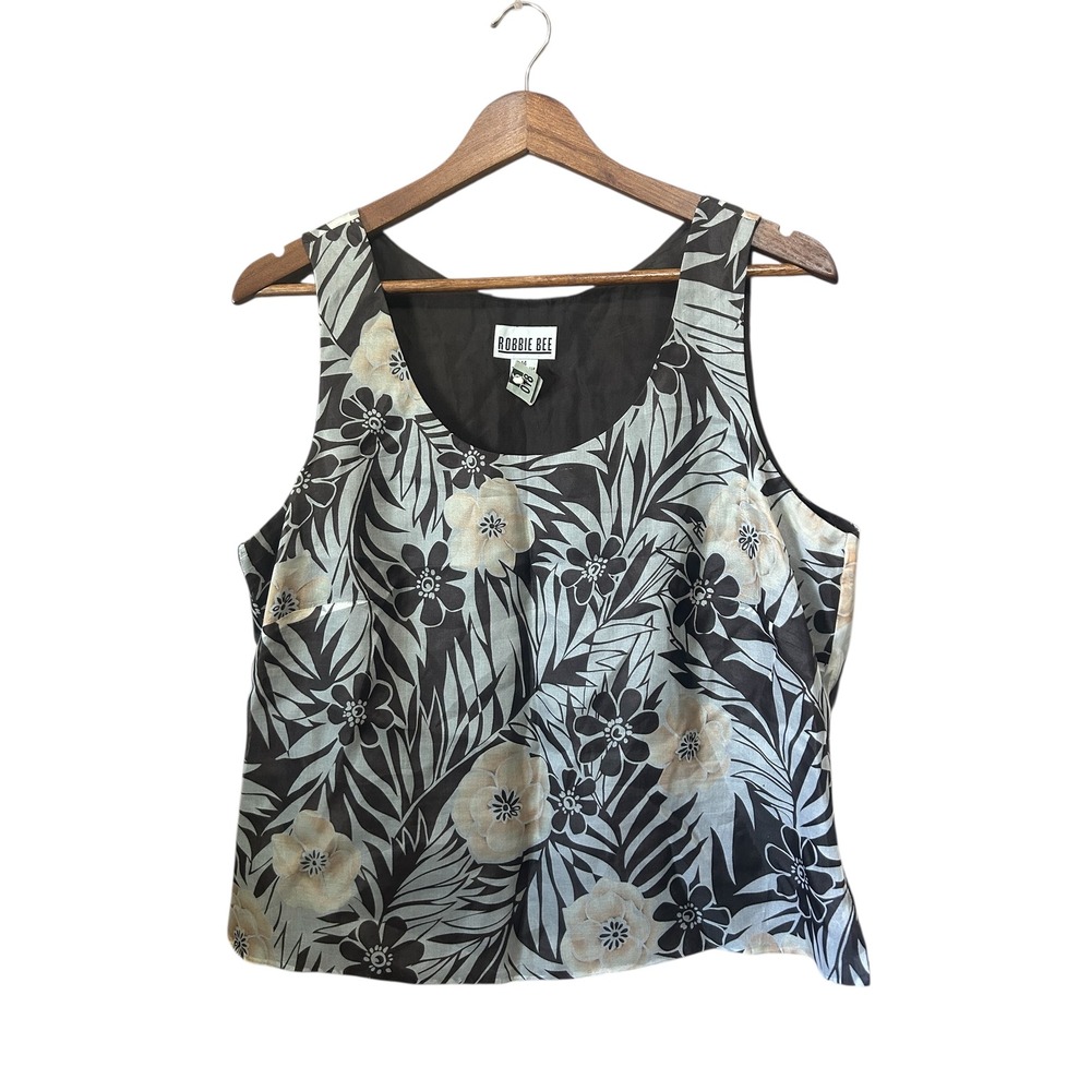 Robbie Bee Women's Floral Print Sleeveless‎ Tank Top Size 14 Silk Blend